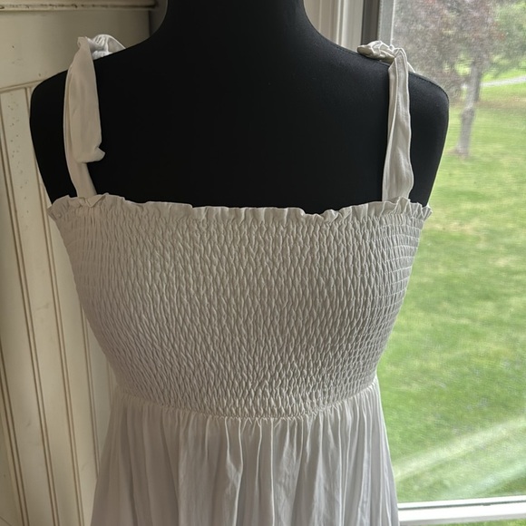Lulu’s Looking Up White Smocked Tie Strap  Sundress - Picture 3 of 16